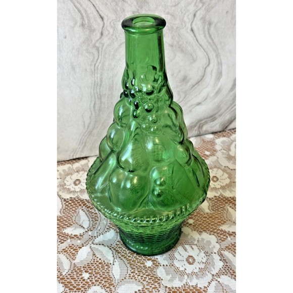 Vintage Green Italian Glass Decanter / Genie Bottle / Fruit Basket MCM - Picture 3 of 5
